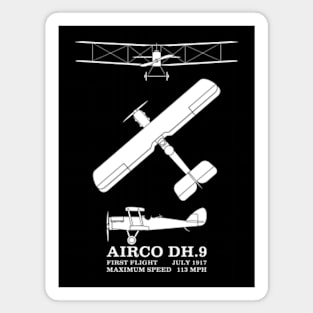 Airco DH.9 British WW1 Biplane Bomber Silhouettes Infographic Diagrams Magnet